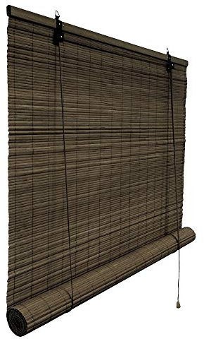 Victoria M. Bambusrollo Sonnenschutz Sichtschutz Rollo Seitenzugrollo, für Fenster und Türen, Blickdicht, 60 x 220 cm, Dunkelbraun