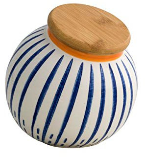 Brandani 53316, Barattolo Ginger Blu in Stoneware, con Tappo in Bamboo