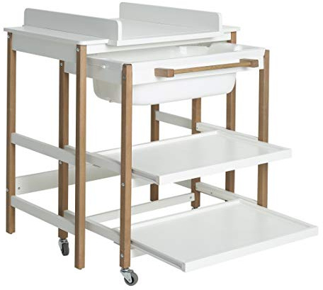 Table à langer avec baignoire Smart White Naturel - Quax