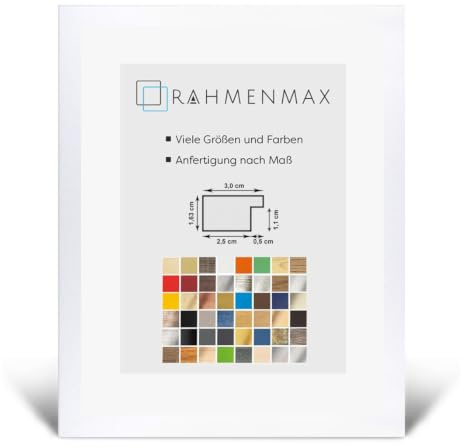 Morena MDF Rahmen für Bild 35x50cm Weiß Matt mit Acrylglas | zum Aufhängen Hoch- und Querformat/Weiße Rückwand/Maßanfertigung möglich/Puzzle Rahmen/mit 1mm klarem Acrylglas