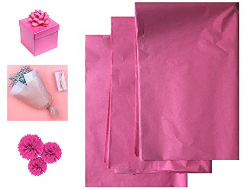 VEZODEK Seidenpapier Verpackungsmaterial zum Verpacken | 30 Blatt 50x75 cm für Blumen, Hochzeiten, Geschenktüten, Kunsthandwerk, Weihnachten, Pompons (Rosa, 30 Blatt 50x75cm)