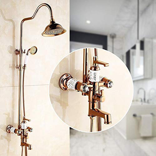HomeLava Badewannenarmatur Zweigriff Badarmatur Mischbatterie Wannenarmatur Duschsystem Armatur für Badewanne Bad mit Handbrause, Rosegold
