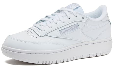 Reebok Womens Club C Double Revenge Platform Tennis Shoes for Women, Fashion Womens Sneakers, Footwear White/Footwear White/Cold Grey 2, 8