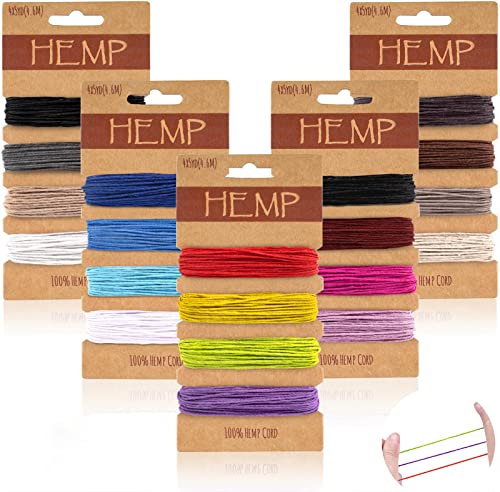 20 Colors Thread Cord for Jewelry Making - Natural Hemp Cord for Bracelets 1mm, Bright Flax String Cord, Colorful Twine Cord Rope String, for Handmade Craft Keychains Making Accessories