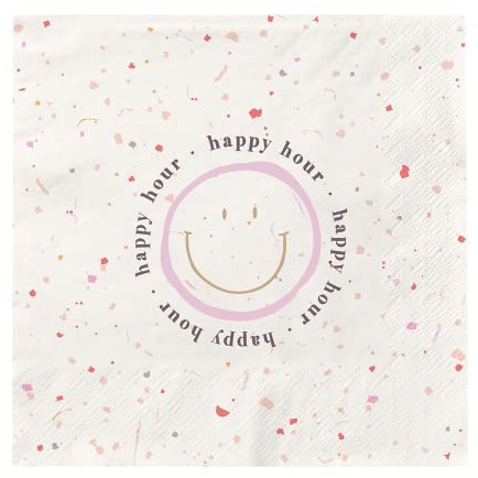 Grafik-Werkstatt Servietten mit Spruch | 20 Stück | 12,5 x 12,5 cm | bunt | happy hour, Mittel, 61778
