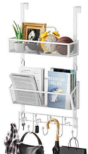 HapiRm Over The Door Hanger - Over Door Hooks with 2 Mesh Baskets & 9 Hook