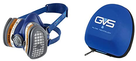 GVS SPR503 Masque Elipse avec filtres A1P3 pour gaz organiques et poussières, M/L & SPM001 Elipse P3 Housse de transport pour masque anti-poussière (support de ceinture), taille unique, bleu