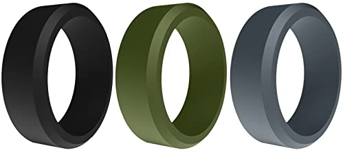 JewelryWe Schmuck 3 PCS Silikon Eheringe für Männer, 8mm Herren Gummi Hochzeit Bands Gummibänder Sport Ringe Flexible Silikonringe Geschenke 3 Verschiedene Faben Größe 57 bis 70