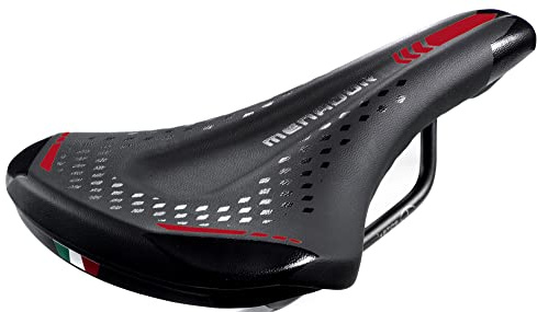 Sella Montegrappa da Bici per Uso E-MTB-GRAVEL Menador 3400, in Memory Foam Nero/Rosso