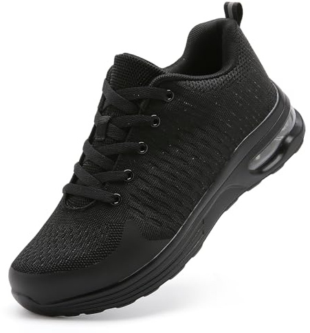 LUPWEE Safety Trainers Slip Resistant Steel Toe Cap Trainers for Men Women, Puncture Proof Safety Shoes Breathable Comfortable Industrial Work Shoes,Black 10