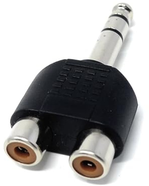 DRUT 1pcs. 6.35mm Stereo Jack Plug to Twin RCA Phono Sockets Audio Adapter | Durable, reliable connectors. No drivers needed, plug & play. Great for Hi-Fi systems, laptops, phones, mixers, and...