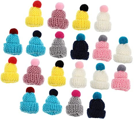 ORFOFE Mini-Weihnachtsmütze, Strickmütze, 20 Stück, Mini-Strickmütze, Weihnachtsmannmütze, multifunktional, dekorative Puppenhüte