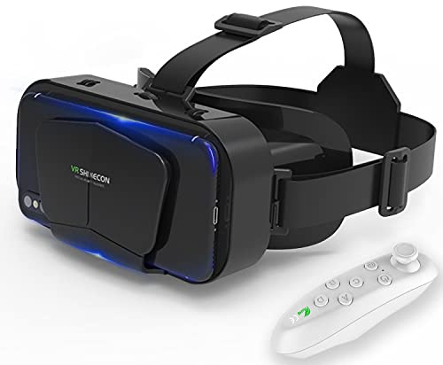 Cutebe Occhiali VR, Realtà Virtuale 3D, Realtà Virtuale per Film e Giochi 3D, per Smartphone 4.7-7 Pollici [con controller], Vr.black