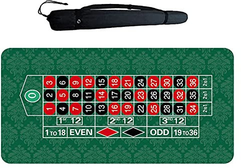 Roulette-Tisch Filz | Praktische, platzsparende 180 x 90 cm große Casino-Glücksspiel-Tischmatte | Dicke: 2 mm. Deluxe-Spielmatte für Casino Night