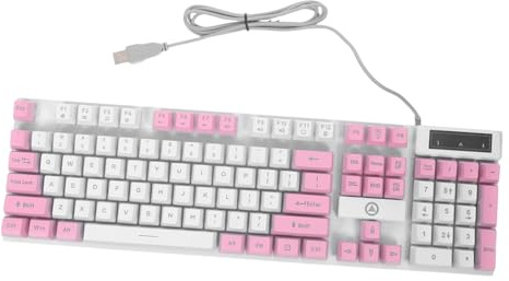 HEMOTON Clavier de Joueur Filaire RGB 104 Touches ABS Rose, Ergonomique | Clavier sans Fil Gamer, Touches Résistantes à L’usure, Rétroéclairage à Transition Naturelle