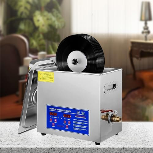 WDDEYYDS Pulitore ad ultrasuoni per Dischi in Vinile 180W Pulitore ad ultrasuoni in Acciaio Inossidabile 304 Pulitore per Dischi in Acciaio Inossidabile 6L per Occhiali Gioielli per Orologi