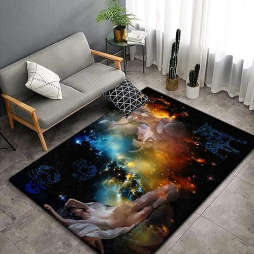 Kinderteppich 3D Wohnzimmerteppich rutschfest Universum, Weltraum, Galaxie, Planet Teppiche Jungen Und Mädchen Spielteppich Kinderzimmer Teppich Waschbar 100 X 200 cm - Leicht Zu Reinigen -0S9J7L9