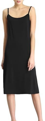 Jamron Dam plus size underkjol för underklänning kami slip klänning mjukt band nattlinne (S-5XL), Svart, 5XL
