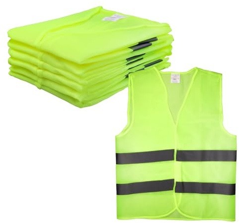 DBOO 6 Packs Hi Vis Vests Breathable & Lightweight Reflective Vest Fluorescent Safety Vests Unisex High Visibility Reflective Safety Vest Hi Vis Jackets for Traffic Work Running Walking