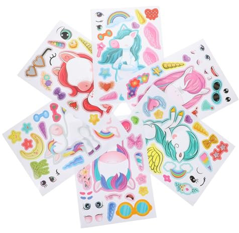 TOYANDONA 24blätter Einhorn Gesicht Aufkleber Spiel Decals DIY Dekorative Einhorn Aufkleber Für Party Mit Detailreichen Und Hübschen Designs