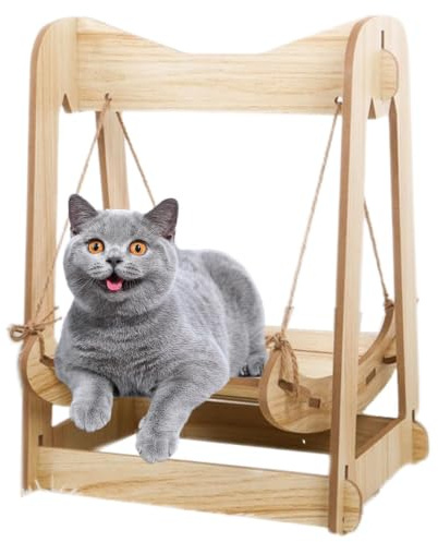 Cama para gatitos que ahorra espacio – Hamaca para gatos de madera, columpio para mascotas, cama para gatos que ahorra espacio, cama para gatos, cama para interior, hamaca para gatos, cama para gatos