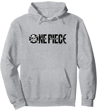 One Piece Black & White Cappello di Paglia Pirati Logo Anime Kanji Felpa con Cappuccio