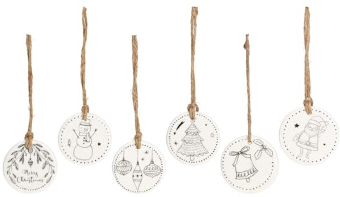 ZauberDeko Christbaumschmuck Porzellan Weihnachtsschmuck Weihnachtsbaum-Anhänger Weihnachten Deko 6 Stück