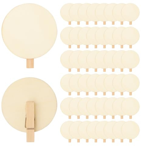 Pilikoll 50 Pièces Mini Pince à Linge en Bois avec 4 cm Disque pour Photos | Rond en bois Pièces Clip, Pinces à Linge avec Disque, Rond de 4cm Clips en-boises pour Lettres