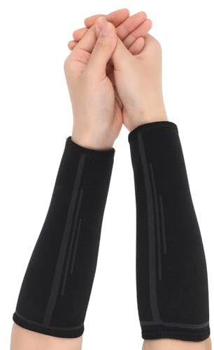 Ptwola 2 Manicotti a compressione per pallavolo, baseball, calcio, basket, sport, allenamento, protezione braccia, bambini, adulti, S (40-55 kg), Nero