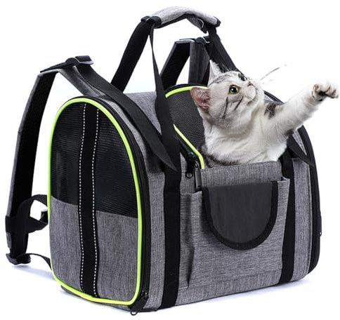 Erweiterbar Katzenrucksack, Katzen Rucksack, Hunderucksack für Katzen, Belüftetes Design, Faltbare, für Hunde Katzen Haustiere, 43 * 28 * 34cm