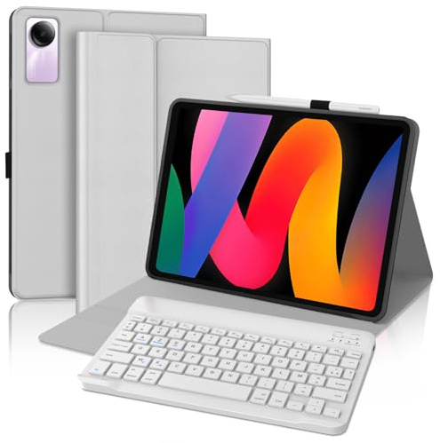 FOGARI Coque Clavier pour Redmi Pad SE 11'' - AZERTY Français Amovible Bluetooth sans Fil Clavier Housse pour Xiaomi Redmi SE 11 Pouce 2023, Gris