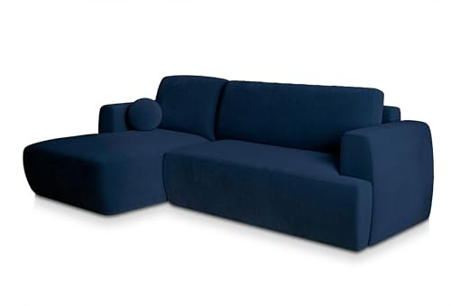 Masseno Ecksofa SENTI K L-S mit Schlaffunktion L-Form, Sofa mit Bettkasten, Wohnzimmersofa, Couch, Soffa, Bettsofa, Couchgarnitur- Blau, Kronos 09