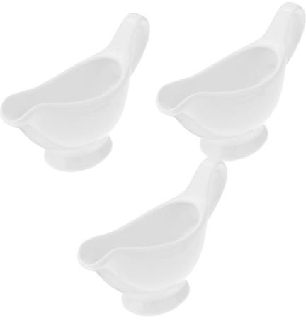 GLEAVI 3pcs Sauce Pots Porcelain Gravy Boats Sauce Pitchers Condiment Bowls for Serving Steak Salad Dressing
