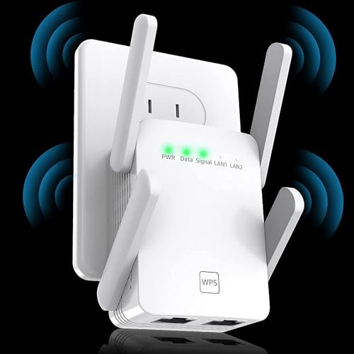 WLAN Verstärker, 300 Mbit/s WLAN Repeater,2.4Ghz WiFi Repeater mit LAN anschluss, Abdeckung bis zu 200 m², Kompatibel mit Alexa, Standard-Routern