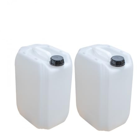 2 x 20L Water Container Heavy Duty, Food Grade HDPE Plastic Jerry Can Water Carrier, Stackable 20 Litre Drum Tank with DIN 61 Cap, For Camping, Liquid Storage, Car Washing, Emergency & Industrial Use