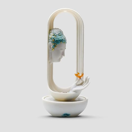 Zen - Fuente de agua de mesa con cabeza de Buda, para meditación y relajación, fuente de agua interior tranquila para interiores