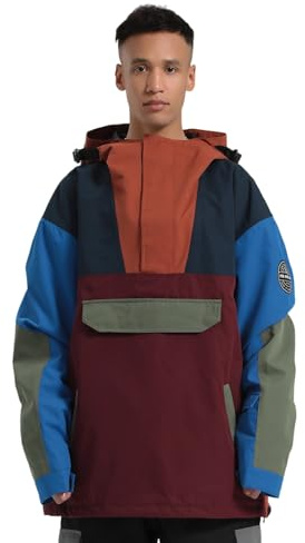 GSOU SNOW Uomo Donna Giacca da Sci Baggy Giacca da Snowboard Larghi Giacca da Neve Oversize - Multitasche Impermeabile Antivento Traspirante Caldo con Cappuccio