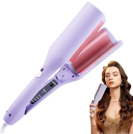 Fer à Friser et Crêpeur de Cheveux - Fer à Boucler pour Cheveux Épais et Fins,Système Anti-Brûlure Température Réglable Lissage Anti-Frisottis pour Coiffure Française Femmes Adultes Adolescentes Salon