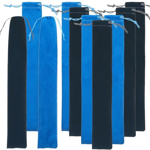 Niltracy Sacs de rangement en velours pour flûtes à 6 trous et 8 trous, 10 pièces (5 noires + 5 bleues), 37 x 6 cm, velours doux, idéal pour le rangement et la protection des flûtes, le transport