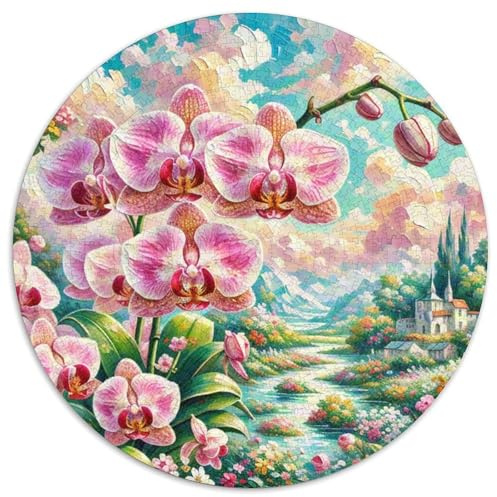 Orchidee Rund Puzzles 1000 Teile Fur Erwachsene Und Kinder Blumen Geschicklichkeitsspiel Geschenk Fordernd Kleinkinder Groß 1000pcs (67.5x67.5cm)