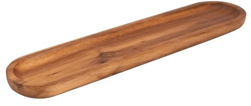 Serveringsbricka i trä, S slät F inish, 40 x 10 x 2 cm, ovalt matfat, mellanmålsbräda, naturlig spannmål, för efterrätt, ost, mellanmål, förrätt, frukt, sushi, inflyttning, fest, bröllop