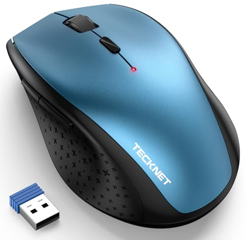 TECKNET Wireless Mouse for Laptop, 4800 DPI Optical Computer Mice,Dark Blue | 6-Level Adjustable DPI, 30 Months Long Battery Life, 2.4G Cordless USB Silent Mouse, Plug and Play, for Laptop/PC/Office/Home