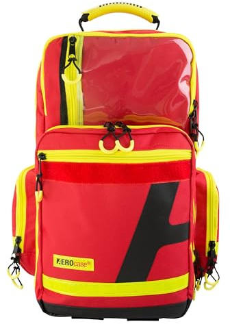 AEROcase Pro1R PL1C Rot - Notfallrucksack leer 23L, Rettungsrucksack & Rettungsdienstrucksack, 5 Modultaschen, Erste Hilfe Rucksack/Notfalltasche, Rettungstasche, Sanitäter Rucksack, Camping