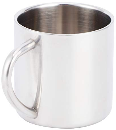 ZJchao Rostfritt Stål Kaffemugg, Metall Kaffemuggar Isolerad Kaffemugg 304 Rostfritt Stål Skållningsvattenmugg med Handtag för Hemköket