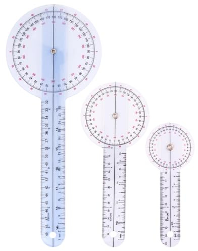 CIMAXIC Set 3 Pezzi Goniometro Ortopedico in Plastica Scala Chiara 360 Gradi Righello per Misurazione Ulna e Dita per Uso Medico Professionale Colore Casuale
