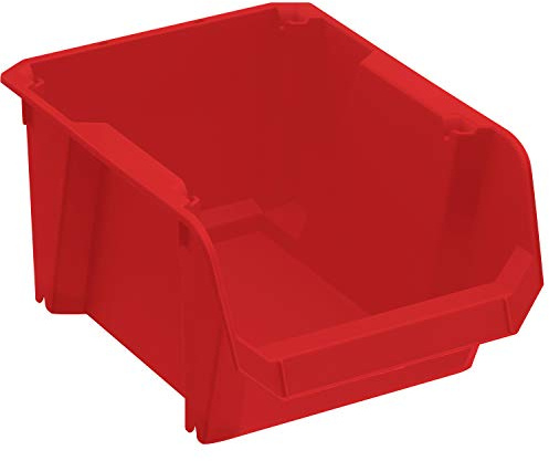 Stanley STST82736-1 Caja de almacenamiento #2 (rojo, polipropileno resistente a los golpes, apilable, montaje en pared, ideal para guardar piezas pequeñas, herramientas, accesorios, etc.), 2 (16 x 12