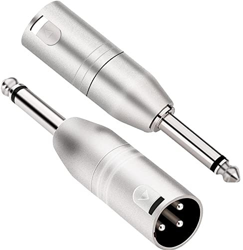 JOMLEY Adattatore da jack Mono TS da 6,35 mm a XLR maschio, Adattatore da 6,35mm a XLR Maschio, Confezione da 2