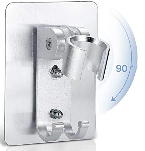 Adhésif fort douche support de la tête réglable douche Porte-Wand, douche à main tête Support mural avec 2 crochets de suspension, et pomme de douche Bidet Pulvérisateur Support Mieux que Ventouse
