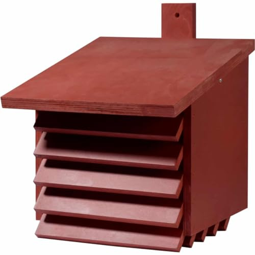 Luxus-INSEKTENHOTELS 28270e Großer Flrofliegenkasten - Insektenhotel für Florfliegen - Florfliegen-Nisthilfe aus Multiplex-Holz - Nützlings-Haus für Florfliegen - 27 x 30 x 29 cm - Rot