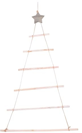 Healifty Holz Weihnachtsbaum Deko Hängender Zweig Wanddeko 30X21 Zoll Rustikale Weihnachtsleiter Mit Seil Adventskalender Diy Wohnaccessoires